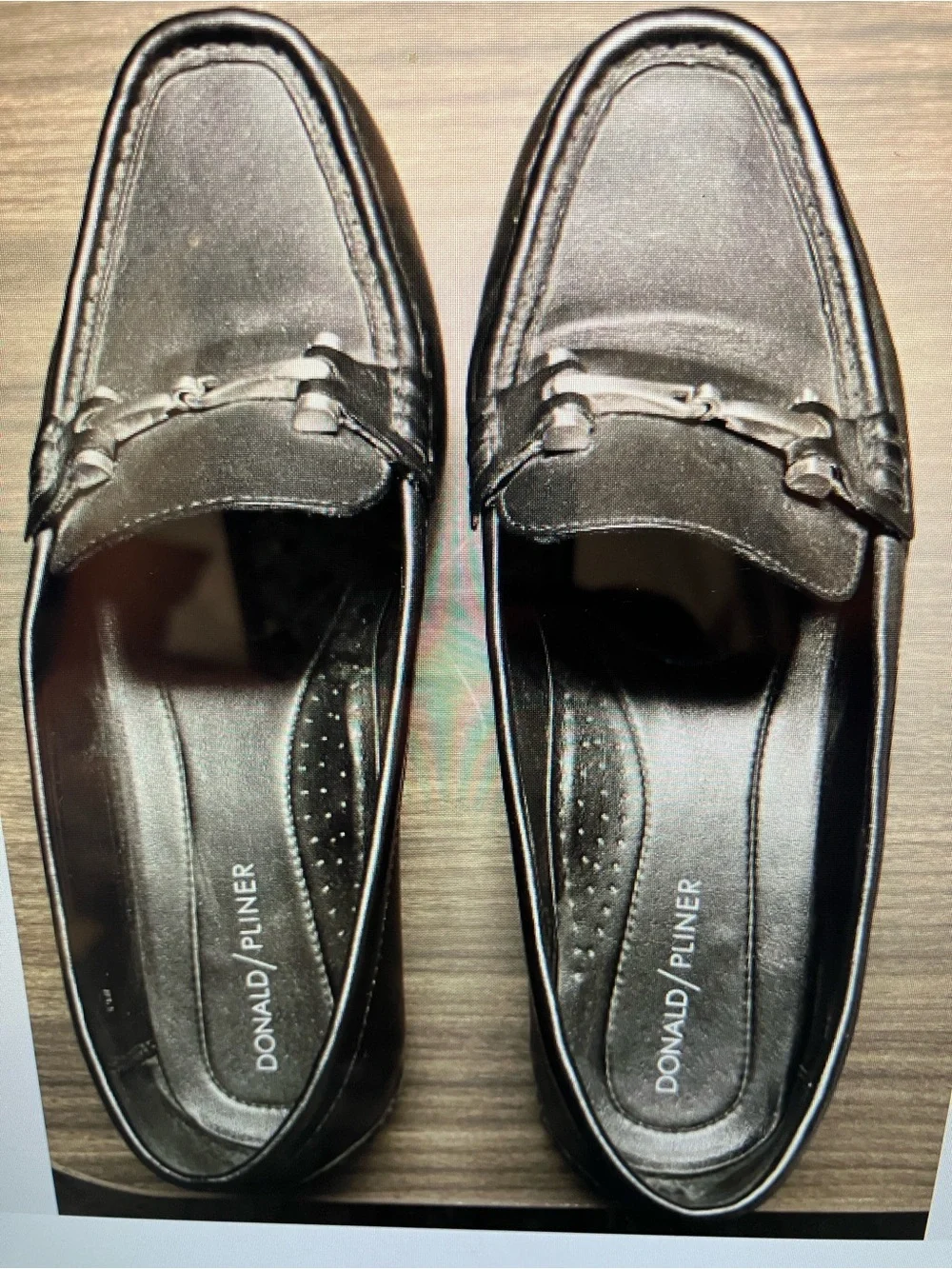 Donald J Pliner Filo Black Leather Horse Bit Loafers Size 8 1/2